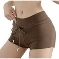 thumbnail image 2 of Itsame Summer Short Sweatpants Womens Sports Lanyard Shorts Solid Color Short Pants Coffee Size M, 2 of 9