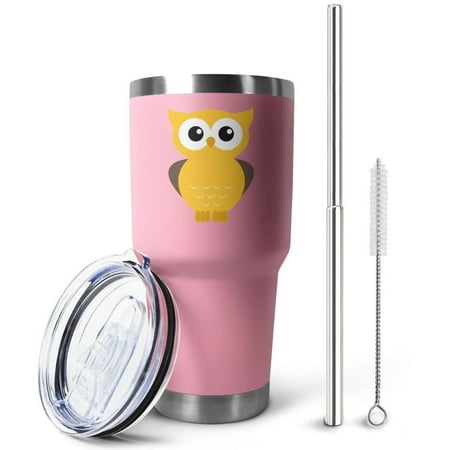

Owl Stainless Steel Tumbler 30 Oz Coffee Travel Cup Vacuum Insulated & Double Wall with Leakproof Sliding Lid | Great for Hot Drinks and Cold Beverages