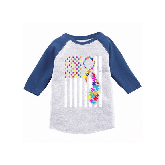Awkward Styles Autism Flag Raglan Shirt for Toddlers Autism Awareness Shirts for Kids Autism American Flag Jersey Shirt for Boys Autism Color Flag Baseball Shirt for Girls Autism Gifts for Kids