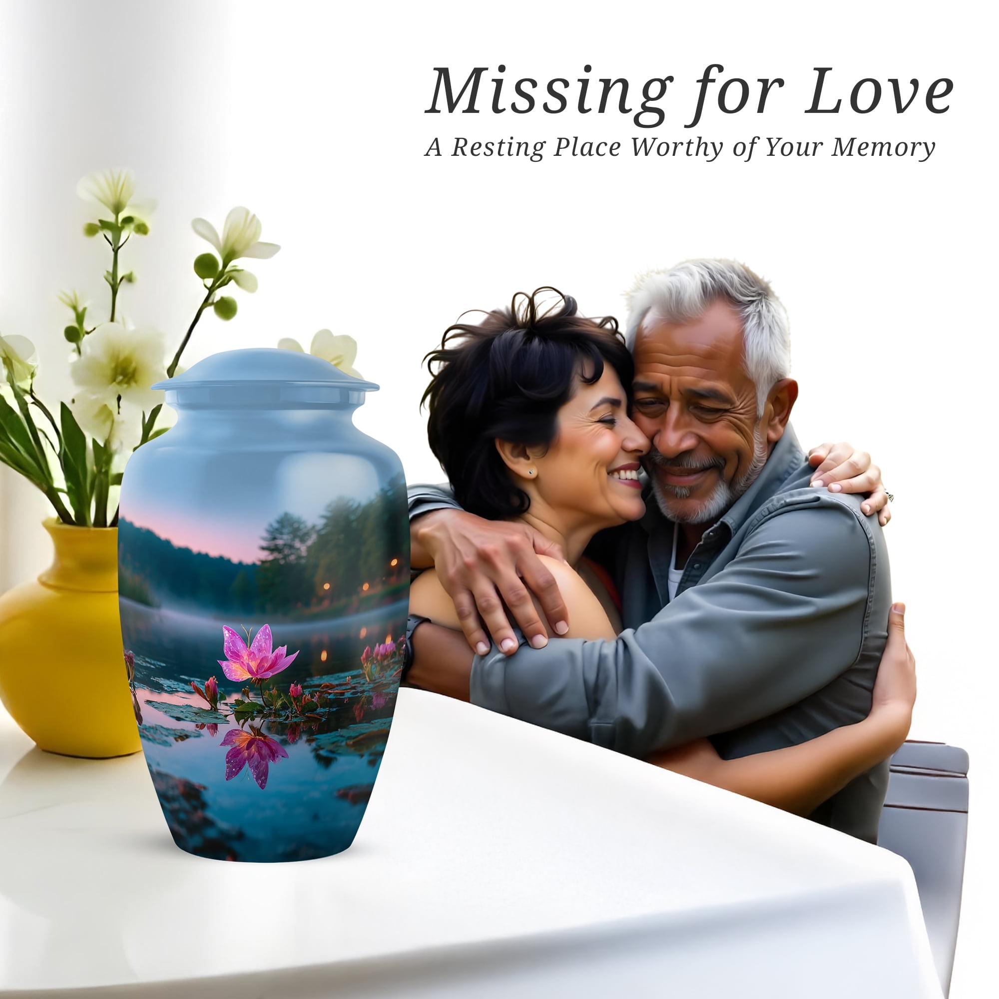 Butterfly Cremation Funeral Urns For Human Ashes Adult - Blue Mini Urns For Adult Ashes Set Of 4 - Adult Urns For Ashes Adult Female Mother - 1 Large Decorative Urn For Dad, 10&3 Inch