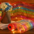thumbnail image 4 of Rainbow Deco Mesh 10 Inch Rainbow Mesh Ribbon Fabric Mesh Roll Decorative Mesh Wreath Supplies for Birthday Rainbow Wreath Front Door Mesh Wreath, 4 of 6
