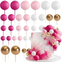 32 Pcs Ball Cake Topper Decorations Mini Balloons Cake Topper Sticks Foam Balls Cake Picks Cake Topper Balls Cake Decorations for Wedding Party Birthday Cake Decorating