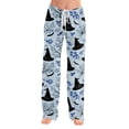 thumbnail image 3 of JULMCOMO Halloween Pajamas Pants for Women Ghost Pumpkin Cat Print Drawstring Elastic Waisted Casual Pj Pants Cute Print Comfy Loose Pajama Bottoms Blue S, 3 of 6
