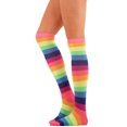 thumbnail image 2 of LAVRA Women's Pair of Colorful Assorted Bright Knee High Striped Socks, 2 of 3