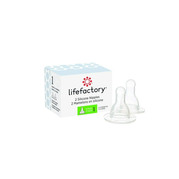 Pezones de Silicona Lifefactory Libre de BPA para Bebés (0-3 Meses) Paquete de 2 multicolor