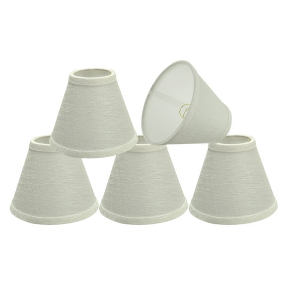 Aspen Creative 32119-5 Small Hardback Empire Shape Chandelier Clip-On Lamp Shade Set (5 Pack), Transitional Design in Pearl Linen, 6" bottom width (3" x 6" x 5")