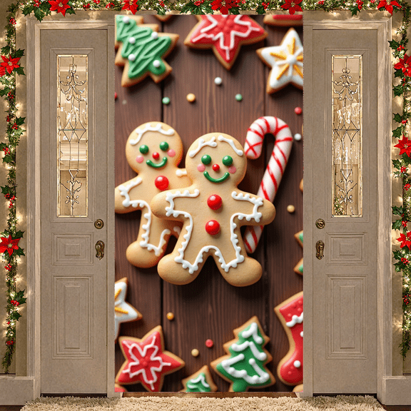 Festive Gingerbread Christmas Cookies Holiday Banner for Christmas Party Home Decoration Holiday Event