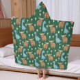 thumbnail image 5 of Green Highland Cow Dinosaur Pattern Hooded Bath Towel，60"x35" for Ages 3 To 12 Kids, Quick Dry Lightweight Soft Microfiber Hood Beach Towel Cover Up for Kids, 5 of 7