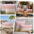 thumbnail image 5 of Colorful Stripe Outdoor Waterproof Pillow Covers, Modern Pink Red Yellow Vertical Striped Decorative Rectangle Throw Pillowcase Sofa Cushion Sham for Patio/Couch/Chair, 20"x12" 2 Pack, 5 of 8