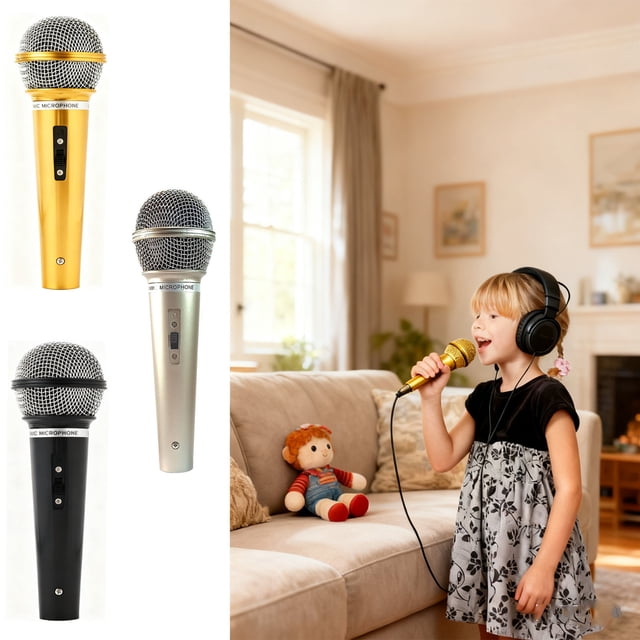 Vacemry 3Pcs Fake Microphone Prop, Realistic Simulation Microphone Product ForKids, Performance Microphone For Party Birthday Singing Karaoke,ChildrenMicrophone For Talent Show Interview