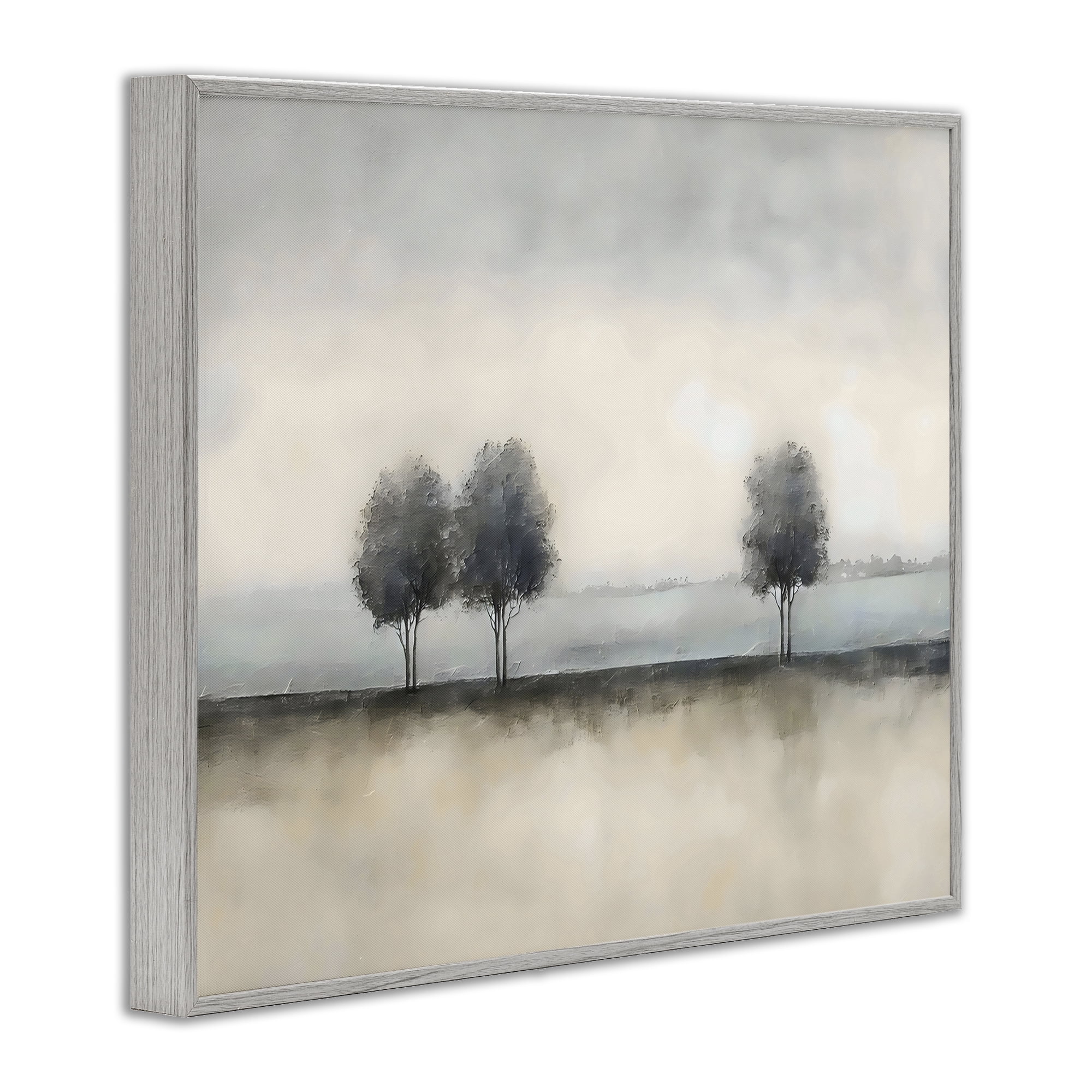 Stupell Industries Muted Trees Horizon Gray Framed Giclee Art, design by Riley B