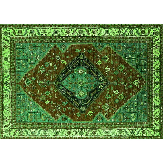 Ahgly Company Indoor Rectangle Persian Green Traditional Area Rugs, 4' x 6'
