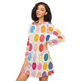 thumbnail image 3 of FORMRS Womens Long Sleeve Nightgowns Crew Neck Sleep Shirt Soft Pajamas Sizes S-3XL, Colorful Circles, 3 of 8