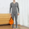 thumbnail image 3 of Kureaily Mens V Neck Pure Cotton Thermal Underwear Set Thin Autumn Clothes And Pants Bottoming Shirt Mens Pajama Set, 3 of 7