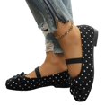 thumbnail image 6 of Willtoo Women Polka Dot Bow Mary Jane Flats Round Toe Elastic Strap Slip On Canvas Shoes Lightweight Soft Sole Casual Ballet Flats, 6 of 6