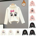 thumbnail image 4 of Generic Children's Clothes Girl's Fall And Winter Long Sleeve Cat Printing Thickened De Velvet Half Turtleneck Bottoming Shirt Tops Shirts Sweatshirts Pullover (6-7 Years,WH1), 4 of 5