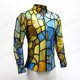 thumbnail image 1 of Camisa de hombre con diseño geométrico abstracto de talla grande, camisas hawaianas de manga larga, camisa informal de moda para hombre y mujer, blusa de calle nueva 2025, 1 of 6