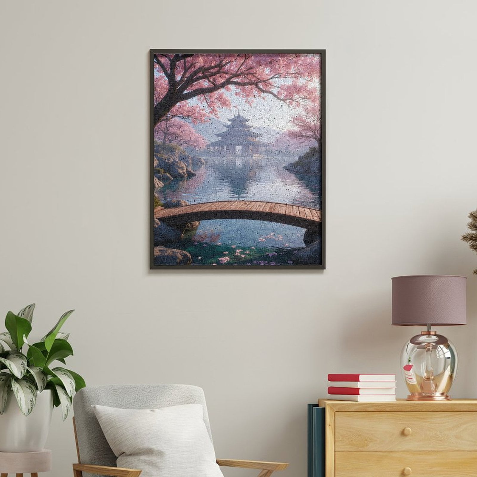 Paint by Numbers Kit for Adults, Cherry Blossom Tranquil Reflection Paint by Numbers, Easy Paint by Numbers Kit for Adults Beginner, DIY Adult Paint by Number Kits on Canvas, Home Decor