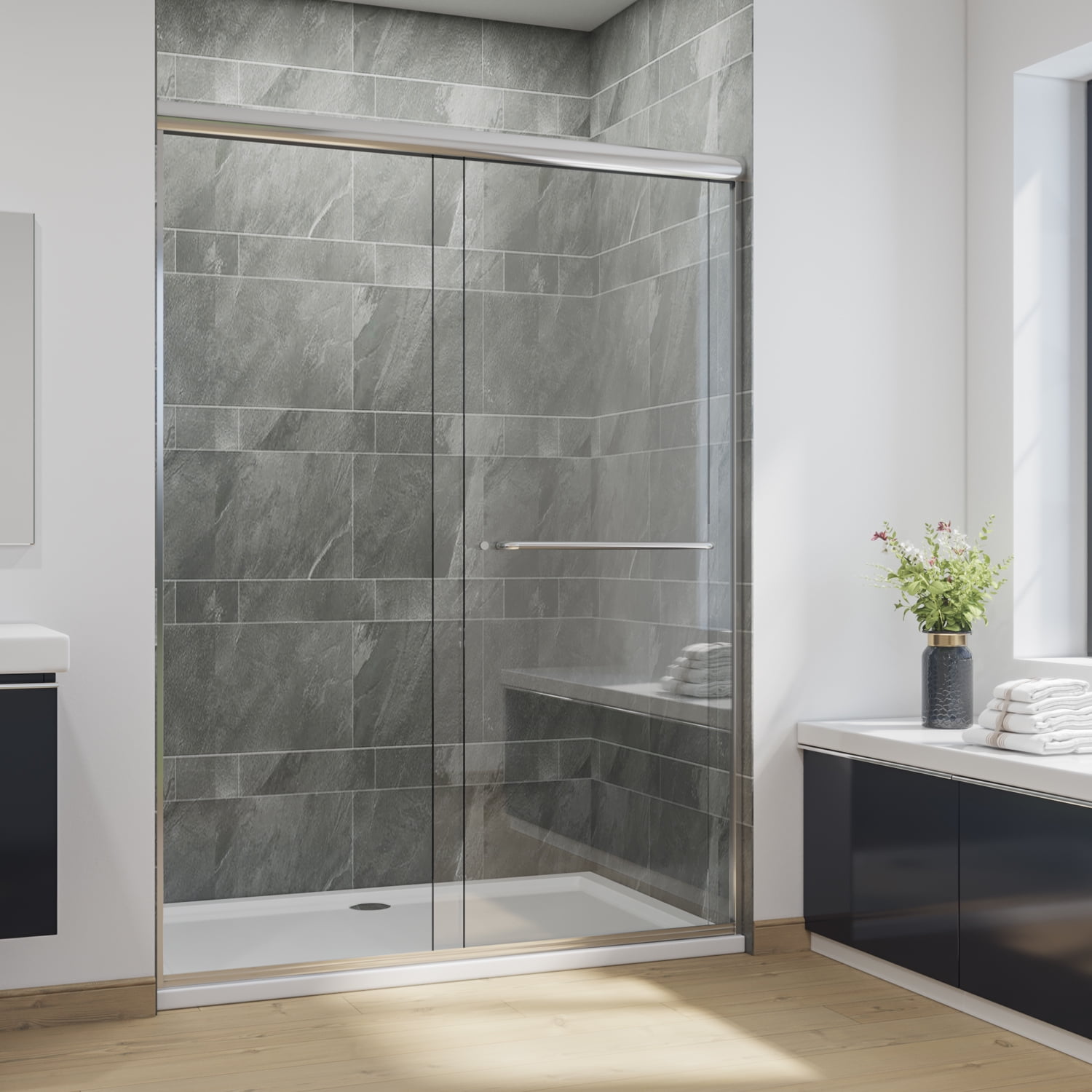 Classic Semi-Frameless 3/16-inch Glass Sliding Shower Door