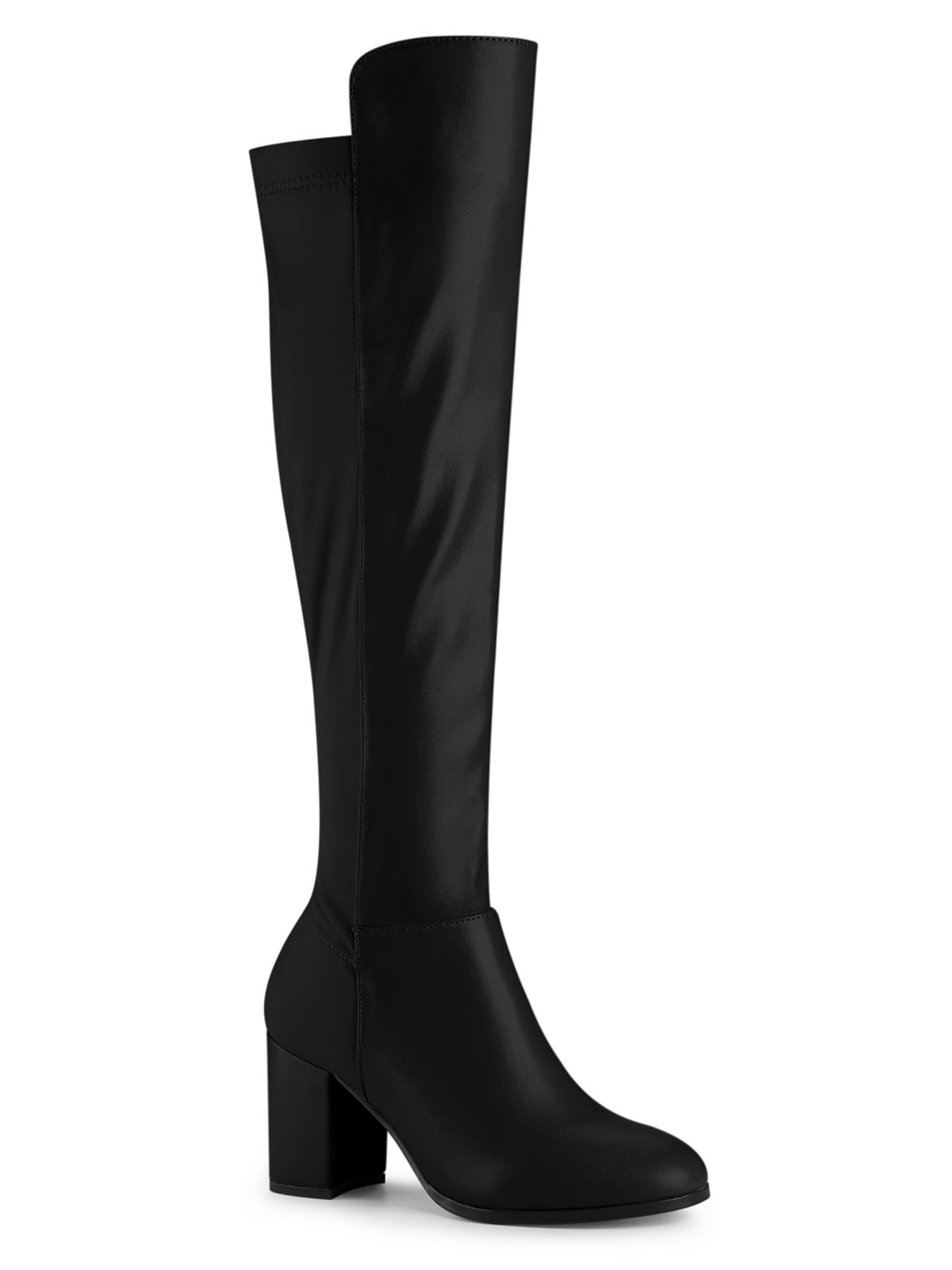 black suede knee high boots block heel