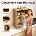thumbnail image 6 of Bamboo Storage Cabinet Kitchen Pantry Sideboard with Acrylic Door Corner Bread Box Countertop Cabinet for Spice Seasoning Bottles Dish Bowl Food Storage (Beige, 3 Tier), 6 of 9