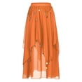 thumbnail image 4 of IEFIEL Womens Chiffon Belly Dance Skirt Shiny Sequins Beaded Skirt Carnival Party Indian Dance Performance Costume Orange One Size, 4 of 7