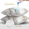 thumbnail image 4 of White Golden Marble Throw Pillow Covers 16x16 Inch Set of 2, Modern Abstract Art Marble Crack Waterproof Outdoor Pillow Covers, Decorative Cushion Pillowcases for Couch, Sofa, Bed, Garden, Patio, 4 of 9