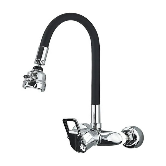 Chrome Kitchen Sink Faucet, Universal Black Hose Multi-Mode Spout Wall Mount, Cold Hot Water Mixer Kitchen Washbasin Tap ,Versatile Features