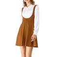 thumbnail image 6 of MODA NOVA Junior's Overall Pinafore Dress Button Decor Above Knee Suspender Skirt, 6 of 7
