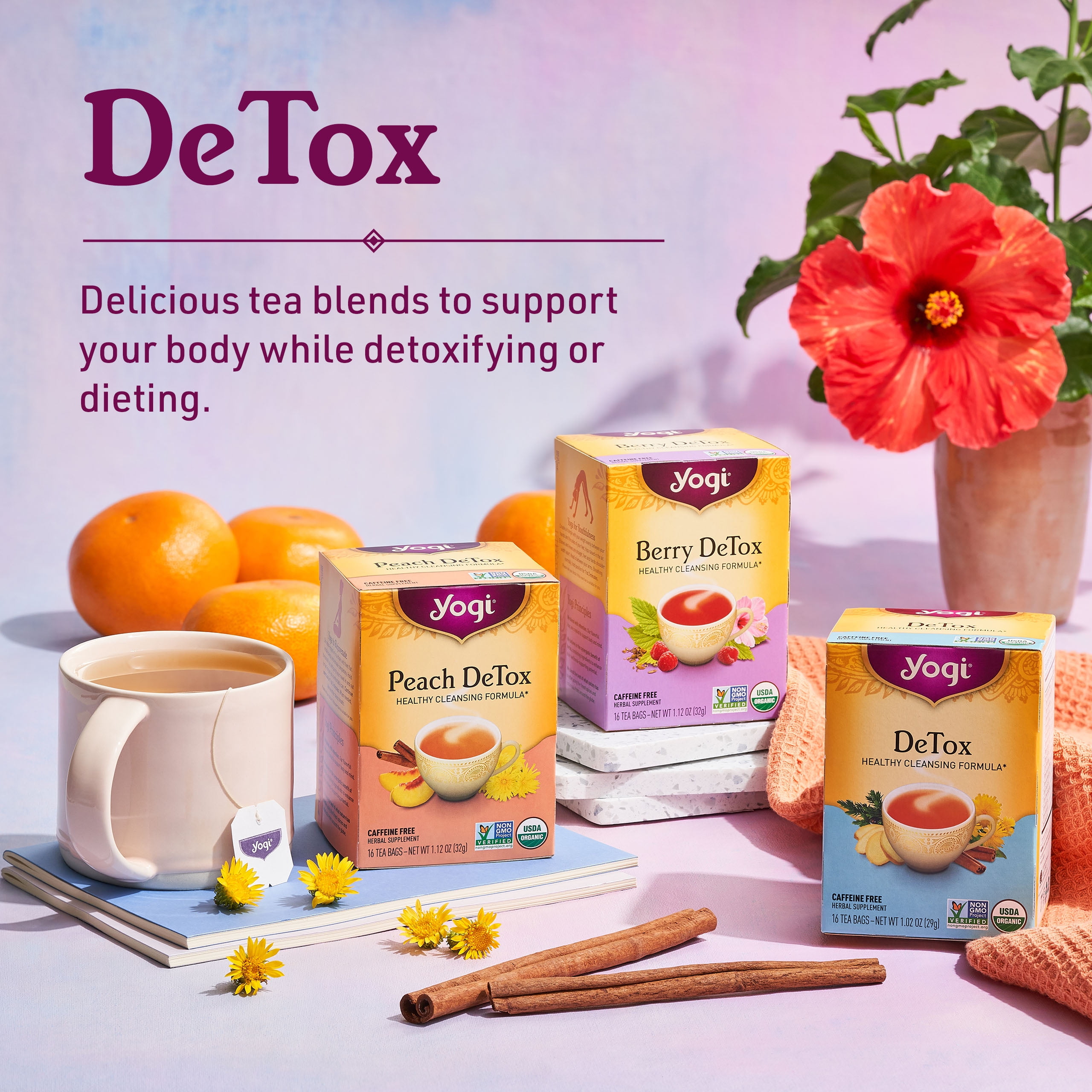 Yogi Tea DeTox, Caffeine-Free Organic Herbal Tea Bags, 16 Count 
