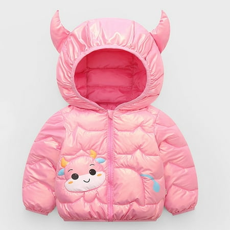 

TOWED22 Boys Lightweight Jacket Baby Boys Girls Fleece Jacket with Lined Cute Ears Hooded Zipper Up Jacket Coat Tops Outwear Warm Thick Overcoat Hot Pink