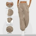 thumbnail image 3 of Womens Fleece Cargo Sweatpants Elastic Waist Casual Baggy Jogger Pants Athletic Cinch Bottom with Pockets, 3 of 5