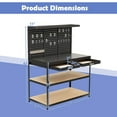 thumbnail image 3 of Costway 48" x 24" Workbench Heavy-Duty WorkTable with 3 PCs Pegboard Drawer & Shelves Black, 3 of 10