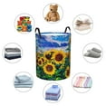 thumbnail image 6 of Haiem Landscape With Sunflowers Leather Dirty Clothes Laundry Basket,Sturdy & Waterproof,Collapsible Round Design For Efficient Space Management,Multi-Purpose Storage Basket, 6 of 8