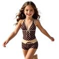 thumbnail image 2 of RFQWOVSR Girls Polka Dot Tankini 2 Piece Swimsuit Backless Boyshorts Summer Vacation Swimwear 7-8 Years, 2 of 5