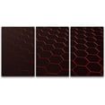 thumbnail image 3 of PixonSign Canvas Print Wall Art Set Red Hexagon Honeycomb Array Abstract Patterns Digital Art Minimalism Industrial Closeup Dramatic Multicolor Dark for Living Room, Bedroom, Office - 24"x36"x3, 3 of 5