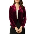 thumbnail image 1 of INSPIRE CHIC Blazer en Velours à Manches Longues avec Col Cranté pour Femmes Bourgogne, 1 of 6