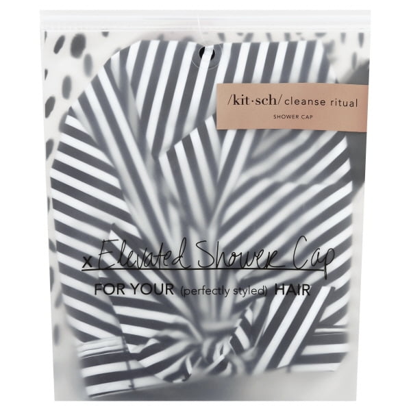 black and white shower cap
