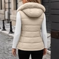 thumbnail image 5 of MOONDU Womens Puffer Vest Quilted Sleeveless Faux Fur Hood Zip Pockets Fall Winter Warm Outerwear for Layering Casual, 5 of 8