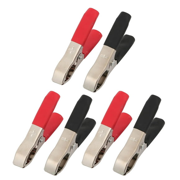 6PCS Car Battery Alligator Clip Electrical Test Power Clamp Red Black 30A