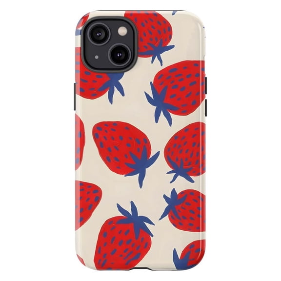 Strawberry Phone Case, Red Fruit Pop Art Pattern Summer Minimalist Cover for iPhone 17 16 15 14 13 12 11 Plus Pro Max Mini