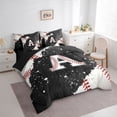thumbnail image 3 of jejeloiu Letter A Monogrammed 7-Piece Twin Bedding Sets,Baseball Sport Game Bedding Comforter Set,Black Splashing Ink Sheet Sets For Girls,Microfiber Room Decorative Reversible, 3 of 8