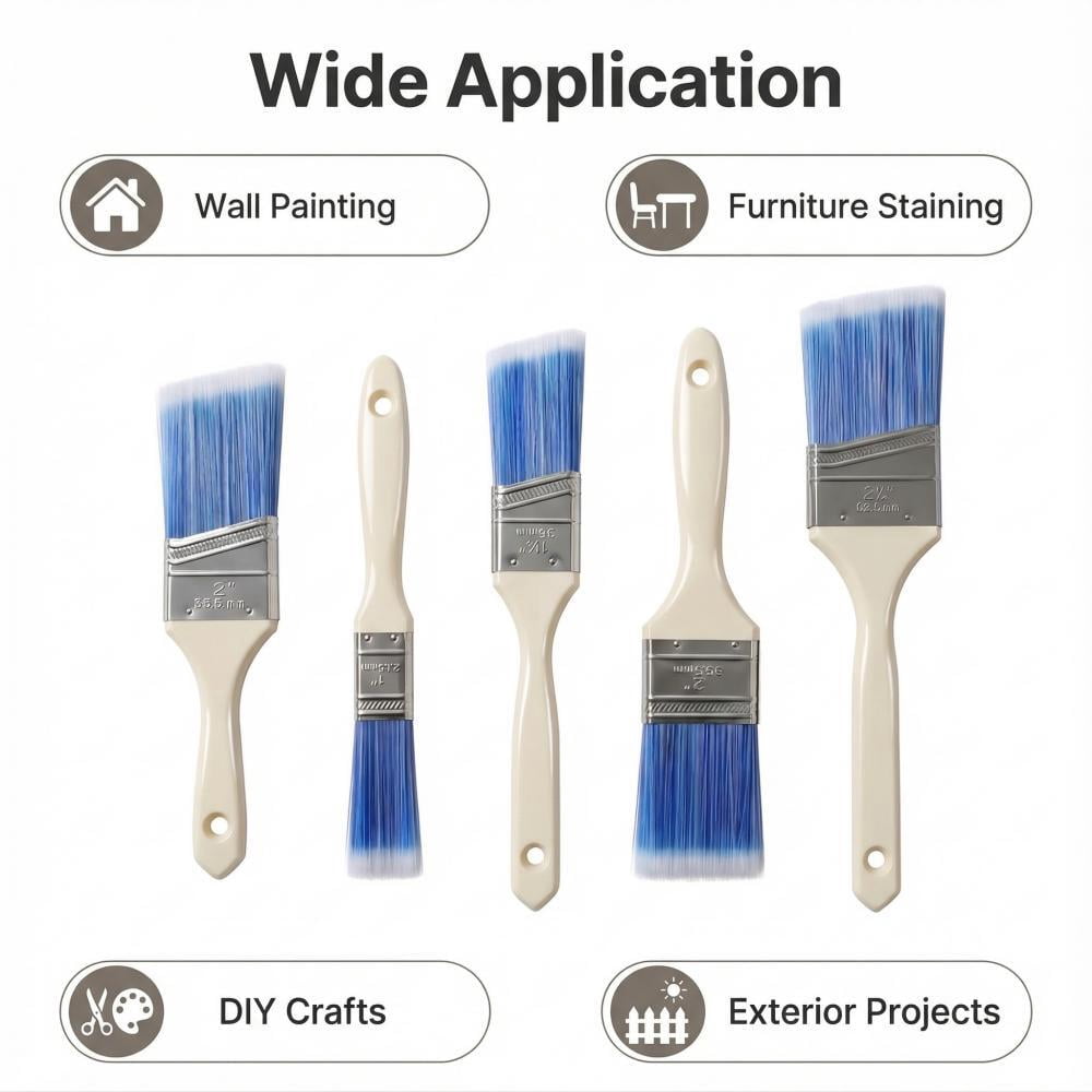 Syltano 5 Pcs Paint Brushes, Painting Supplies, Suitable for Latex, Paint Brushes for Acrylic Painting, Indoor and Outdoor Home Decoration Projects