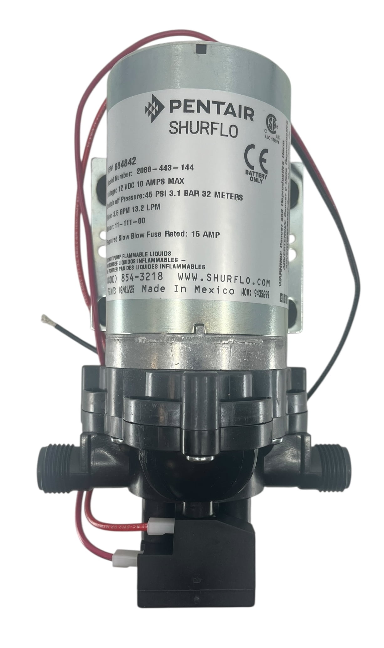 Shurflo Delivery Pump 3.5 GPM 45-psi 12VDC 1/2 MPT