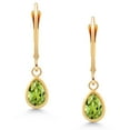 thumbnail image 3 of Gem Stone King 14K Yellow Gold Green Peridot Drop Dangle Earrings for Women (1.37 Cttw, Gemstone August Birthstone, Pear Shape 7X5MM), 3 of 5
