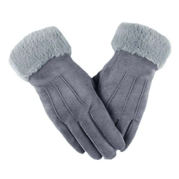 WTXUE Motorcycle Gloves, Winter Gloves Thermal Texting Cable Gloves Elastic Touchscreen for Cold Knit Women Warm Cuff Gloves Winter Leather Gloves for Women, 3# Grey
