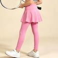 thumbnail image 5 of Girls' Skirted Leggings Active Workout Skorts with Attached Full Length Pants Elastic Waist Tennis Dance Gymnastics Athletic Stretch Tights Casual School Play, 5 of 7