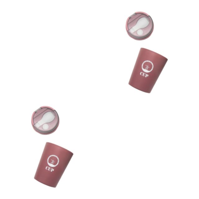 Cateissary Taza de café con tapa y cuchara, té de la leche, contenedor de comida para el desayuno, taza resistente al calor para microondas para Rojo 2Conjunto