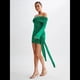 thumbnail image 5 of Vestido de Punto Corto con Hombros Descubiertos para Mujer, Larga, Irregular, con Cordones, Sexy Verde M, 5 of 10