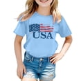 thumbnail image 4 of Byoo Tee Shirt for Tween Girl American Flag USA Graphic Crew Neck Casual T-Shirt 4th of July Top for Children， 12-13 Years, 4 of 4